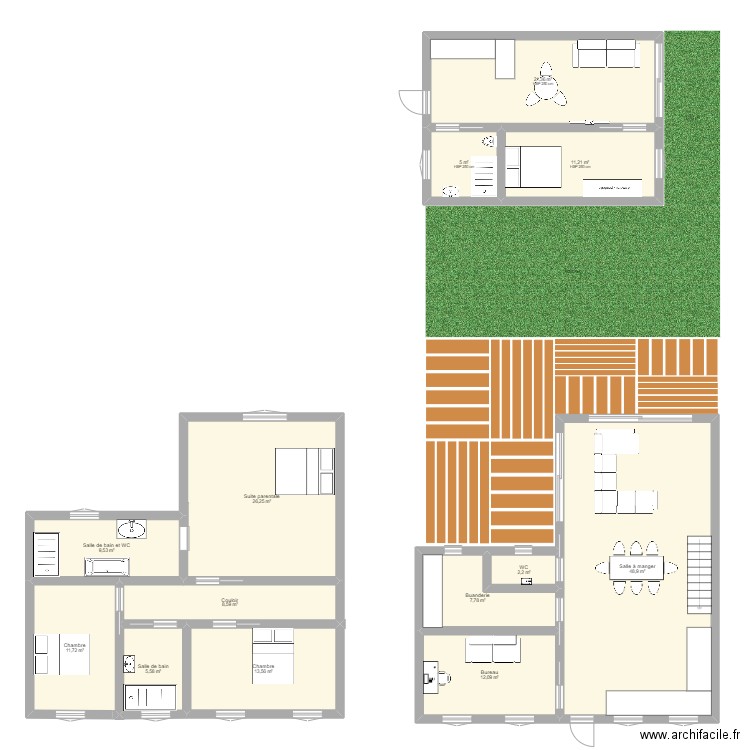 Plan maison garg. Plan de 13 pièces et 184 m2