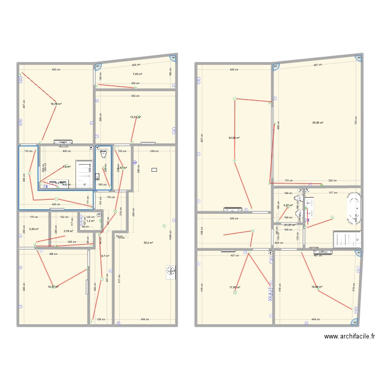 Arago. Plan de 18 pièces et 256 m2