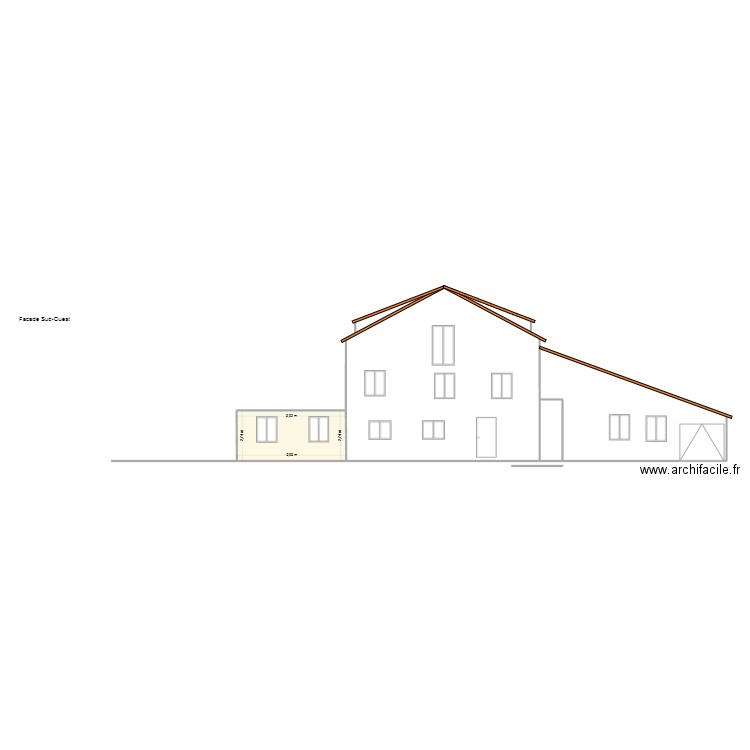 Façade sud la miene. Plan de 1 pièce et 16 m2