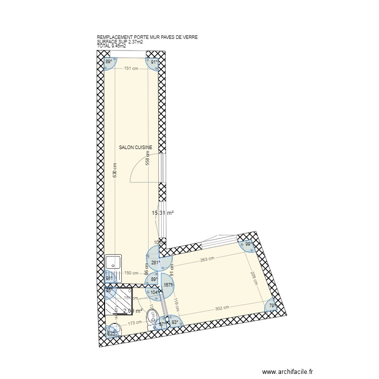 VOBAL46 C3. Plan de 2 pièces et 17 m2