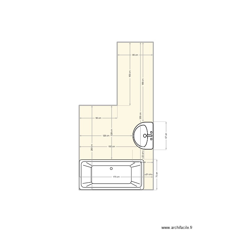 SDB. Plan de 1 pièce et 5 m2