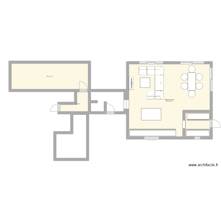 Nouvelle maison- P1. Plan de 3 pièces et 84 m2