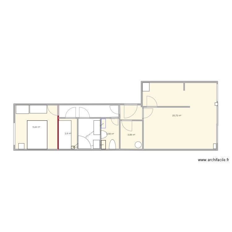 LS85 v2. Plan de 5 pièces et 44 m2