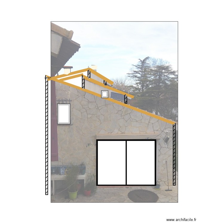 FACADE SUD2. Plan de 2 pièces et 1 m2