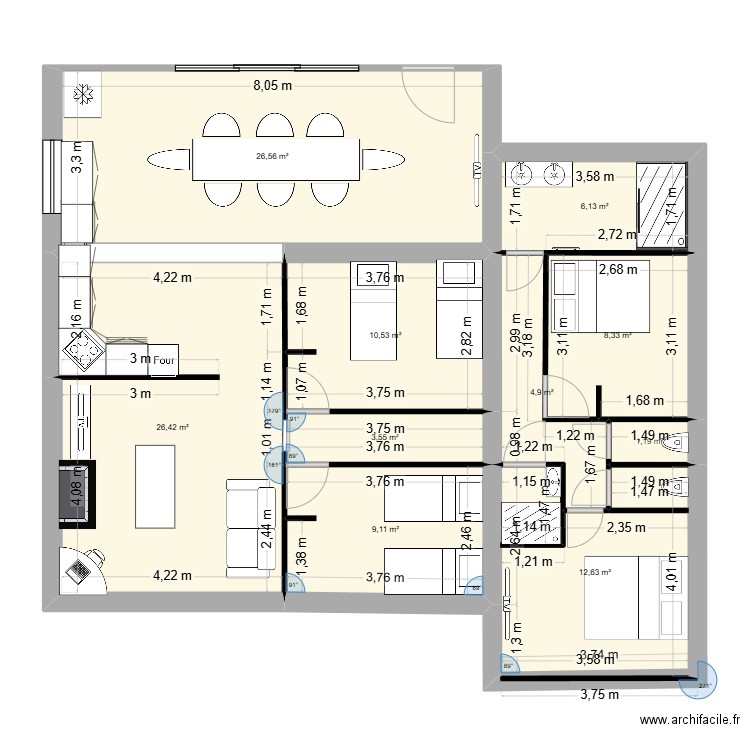 maison papa amenagé fini. Plan de 10 pièces et 109 m2