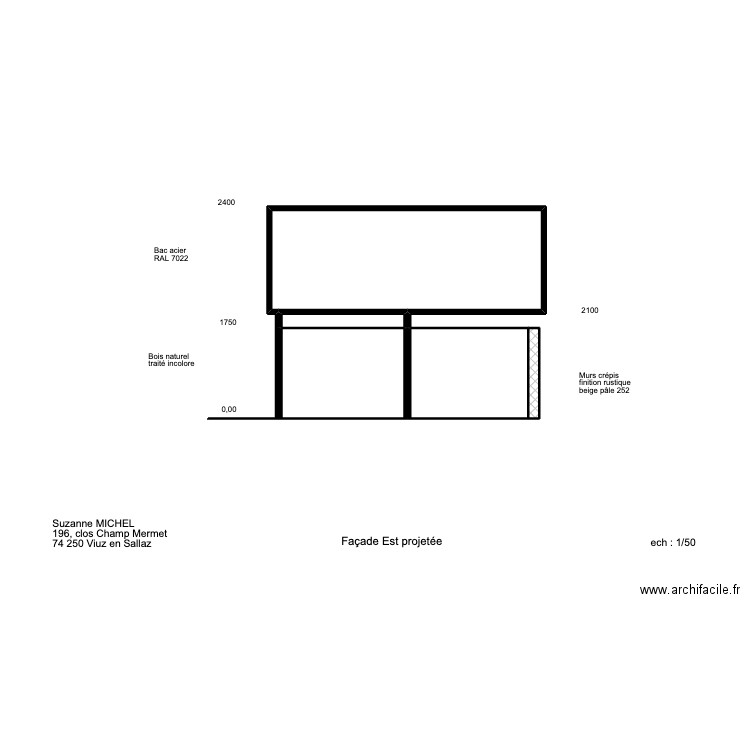 FACADE EST. Plan de 5 pièces et 19 m2