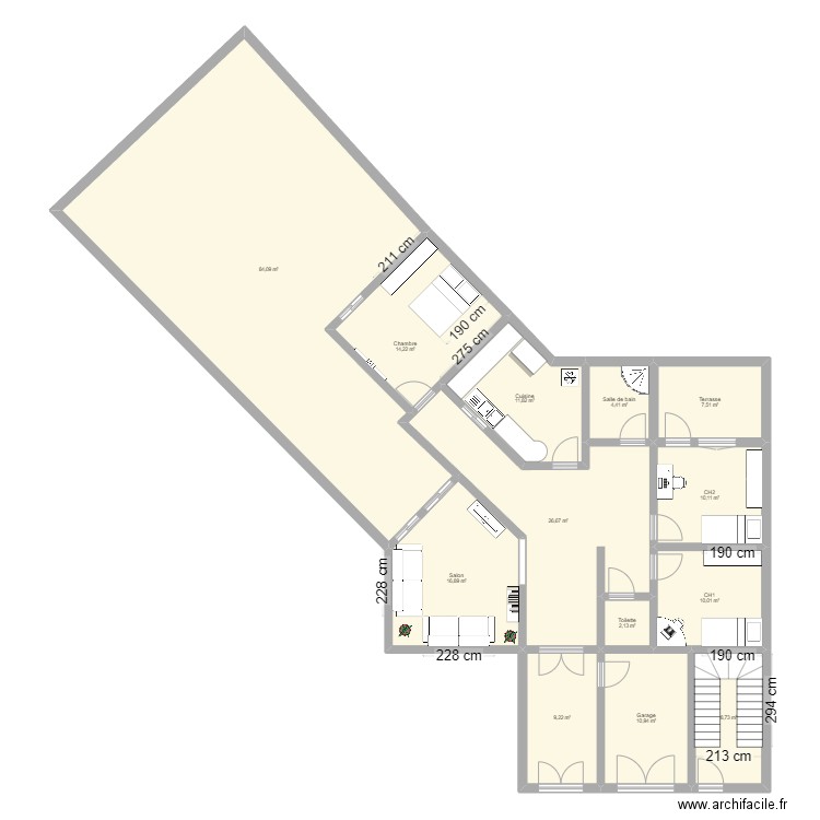 maison chebil. Plan de 13 pièces et 217 m2