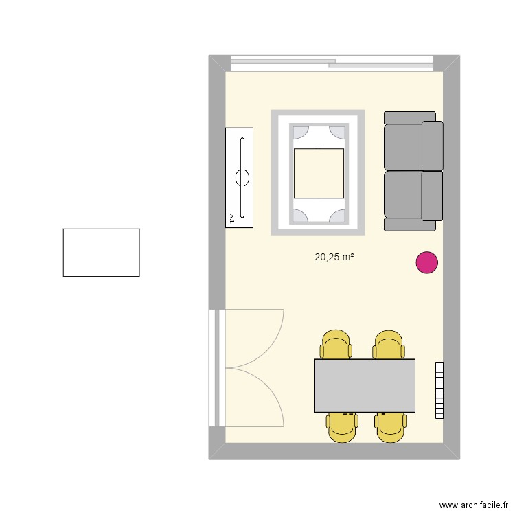 Appt_mobilier_salon_. Plan de 1 pièce et 20 m2