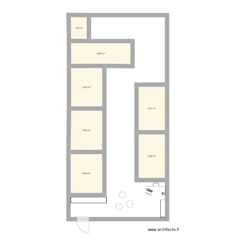 institut du 8eme. Plan de 7 pièces et 35 m2