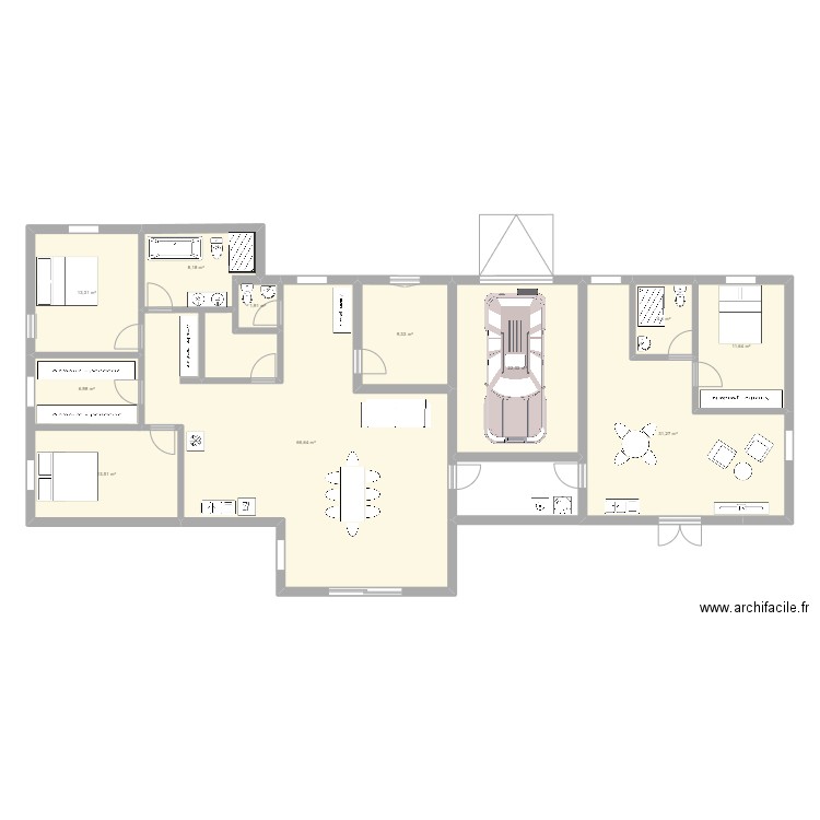 essai 2. Plan de 11 pièces et 189 m2