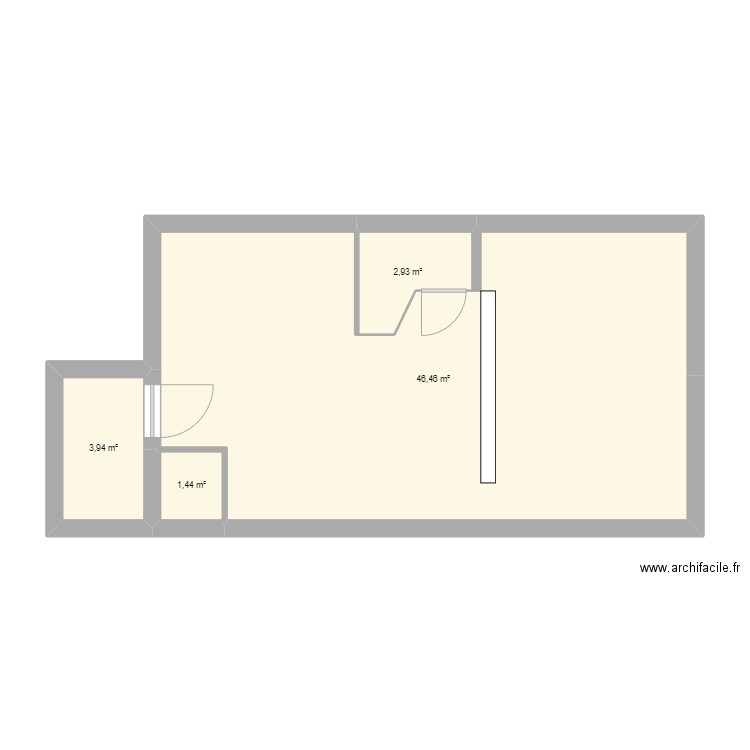 Rez-de Chaussée. Plan de 4 pièces et 55 m2