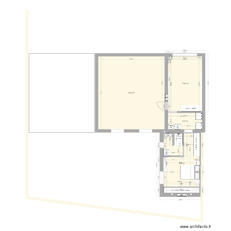 agrandissement 4. Plan de 4 pièces et 90 m2