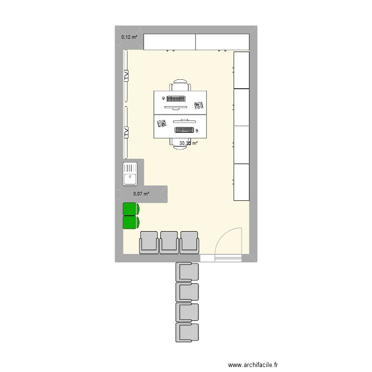 Bureau Retours. Plan de 3 pièces et 31 m2