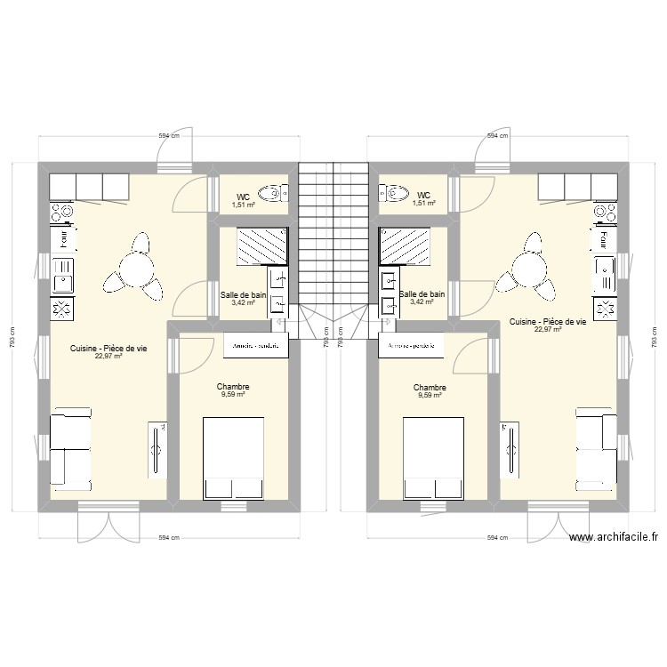 Plans 40m² locatif. Plan de 8 pièces et 75 m2