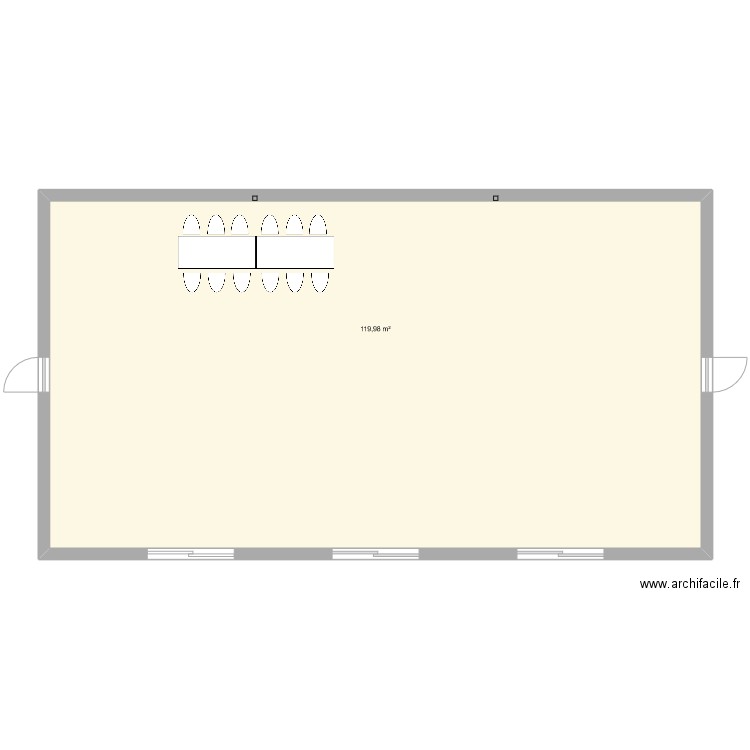 Salle de mariage. Plan de 1 pièce et 120 m2