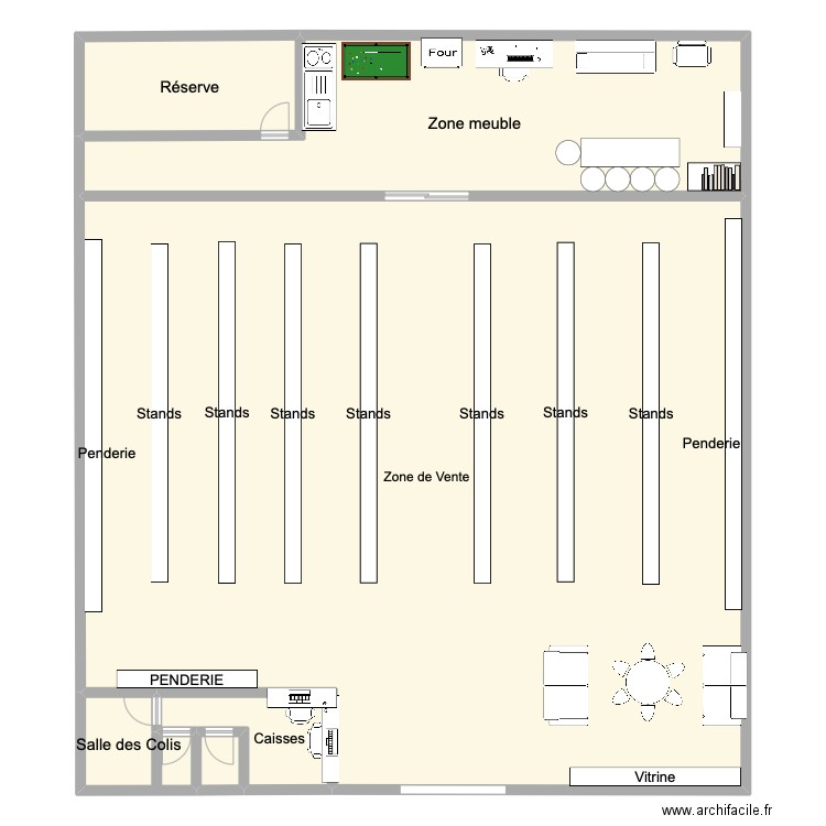 Plan du Magasin. Plan de 6 pièces et 382 m2