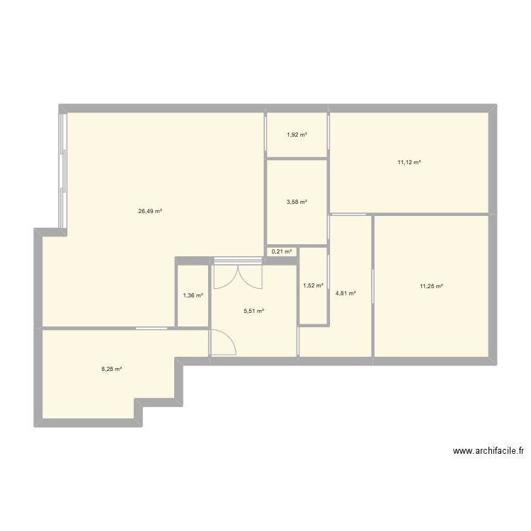 plan v1. Plan de 11 pièces et 76 m2