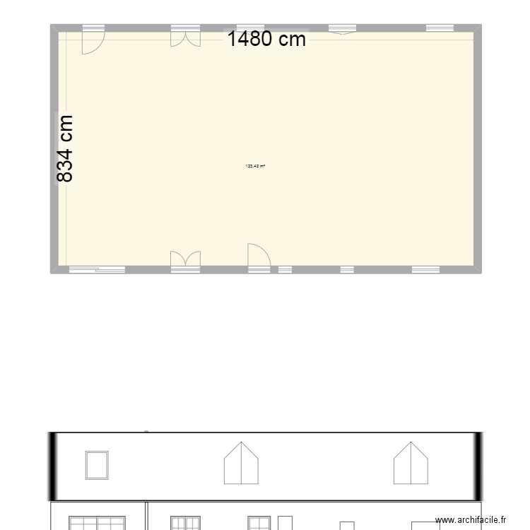 PLAN DE FACADE . Plan de 1 pièce et 123 m2