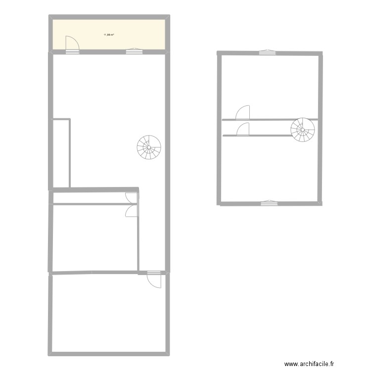 florens. Plan de 2 pièces et 43 m2