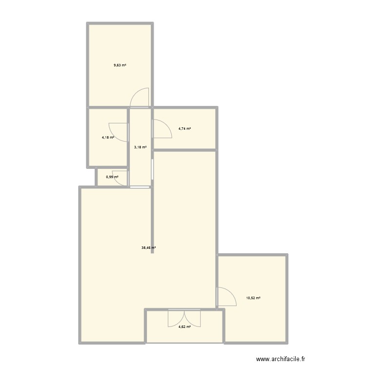 caca. Plan de 8 pièces et 76 m2