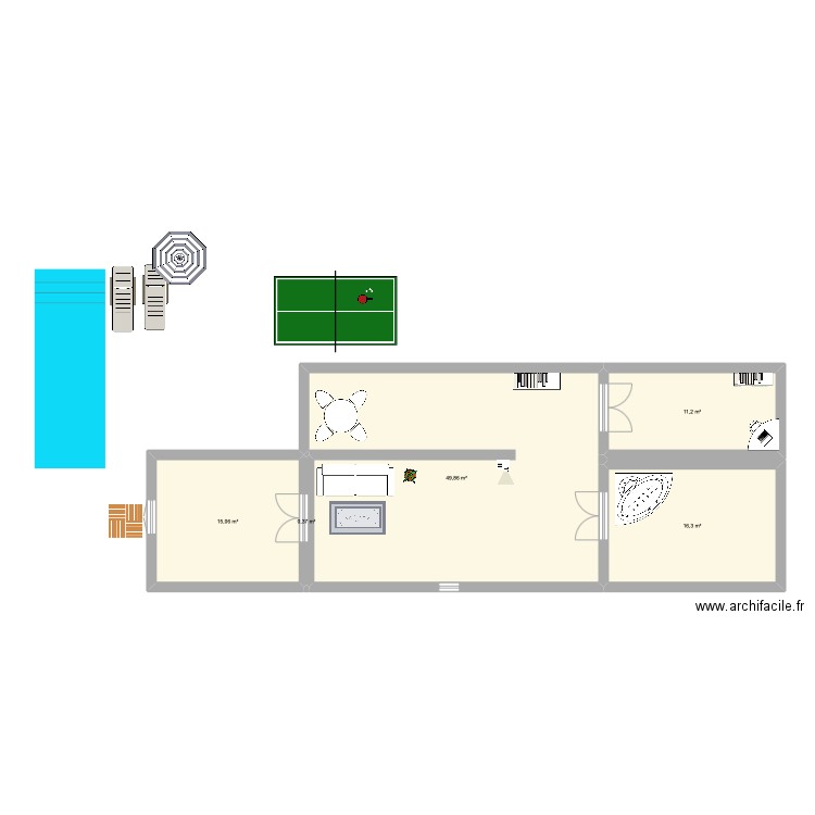 Brouillon. Plan de 5 pièces et 93 m2