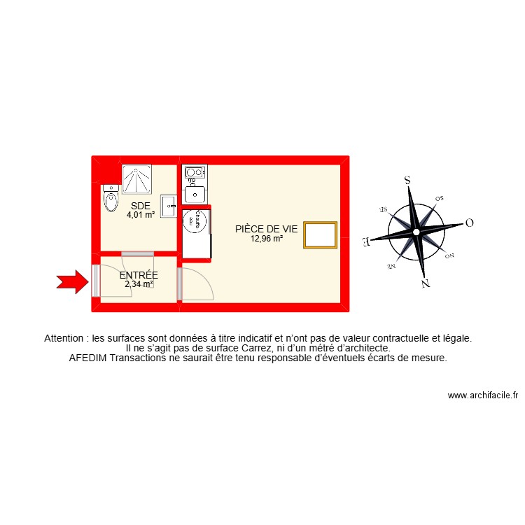 26181-. Plan de 7 pièces et 35 m2