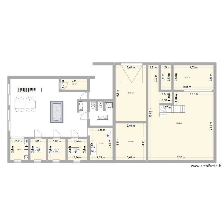 creche. Plan de 10 pièces et 144 m2