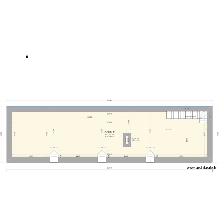 WIMILLE COMBLES1. Plan de 2 pièces et 104 m2