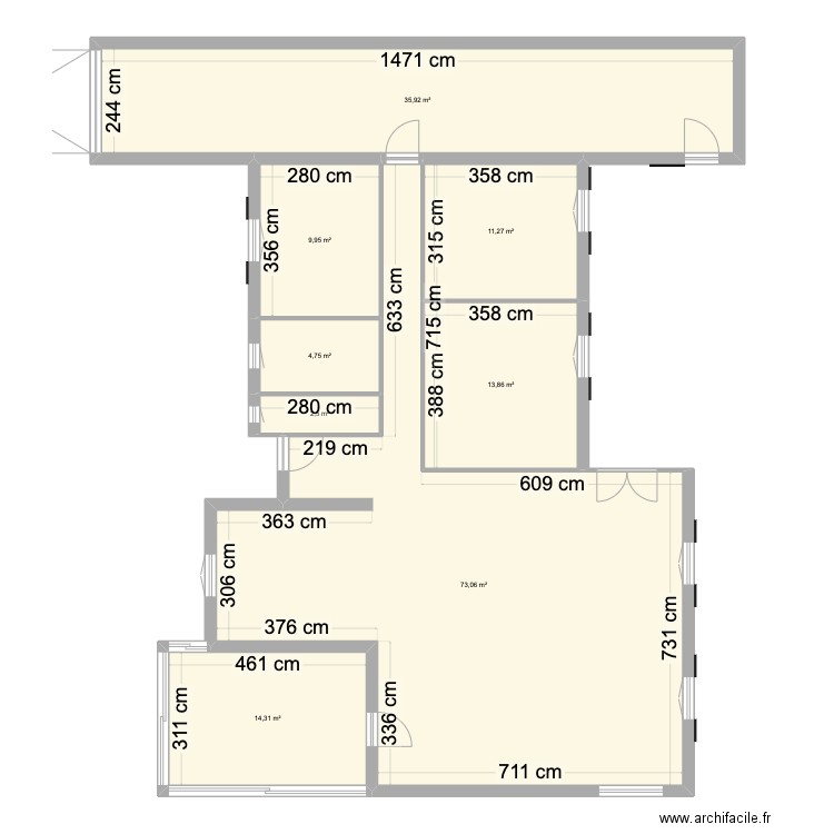 Maison du bruguet. Plan de 8 pièces et 166 m2