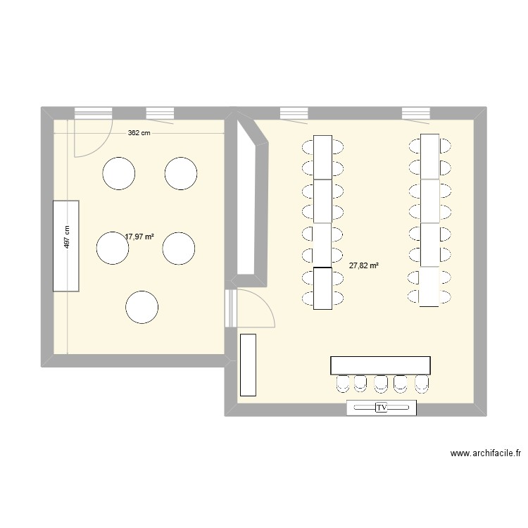 Mariage plan. Plan de 2 pièces et 46 m2