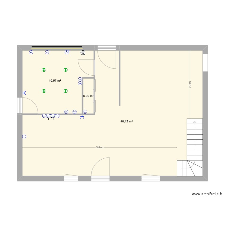 MAISON. Plan de 3 pièces et 58 m2