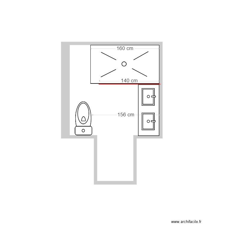 Bouchard v. paroi 140. Plan de 1 pièce et 5 m2