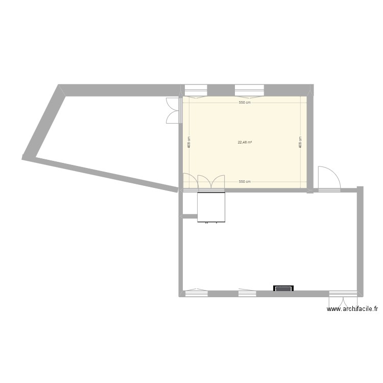 BUSSIERES CUISINE. Plan de 1 pièce et 22 m2