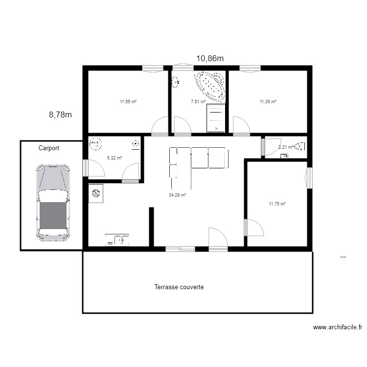 Plan 1 CLO 2. Plan de 7 pièces et 84 m2