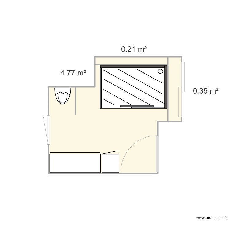 sdbain. Plan de 3 pièces et 5 m2