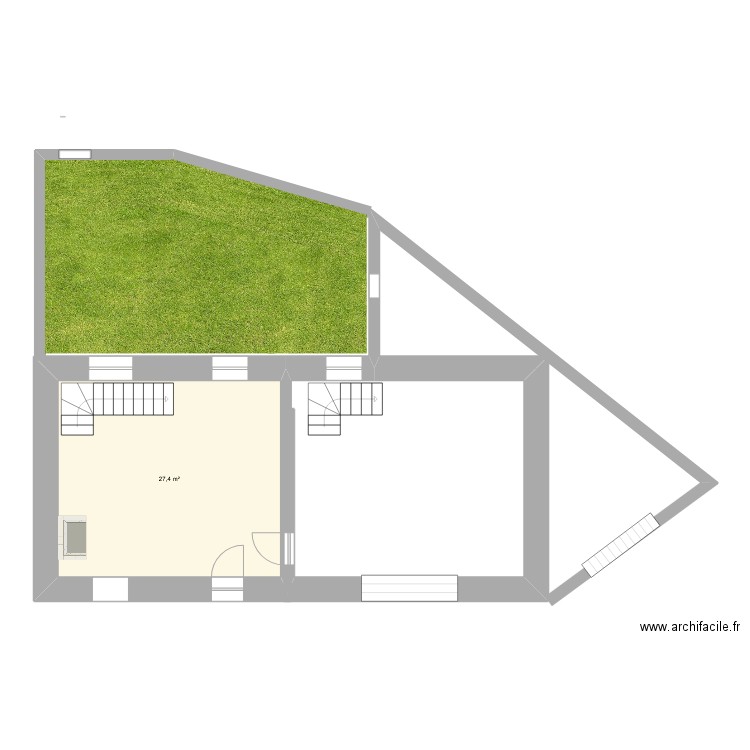 MAISON . Plan de 1 pièce et 27 m2