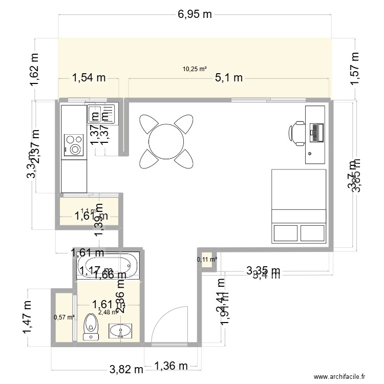 studio elise. Plan de 5 pièces et 15 m2