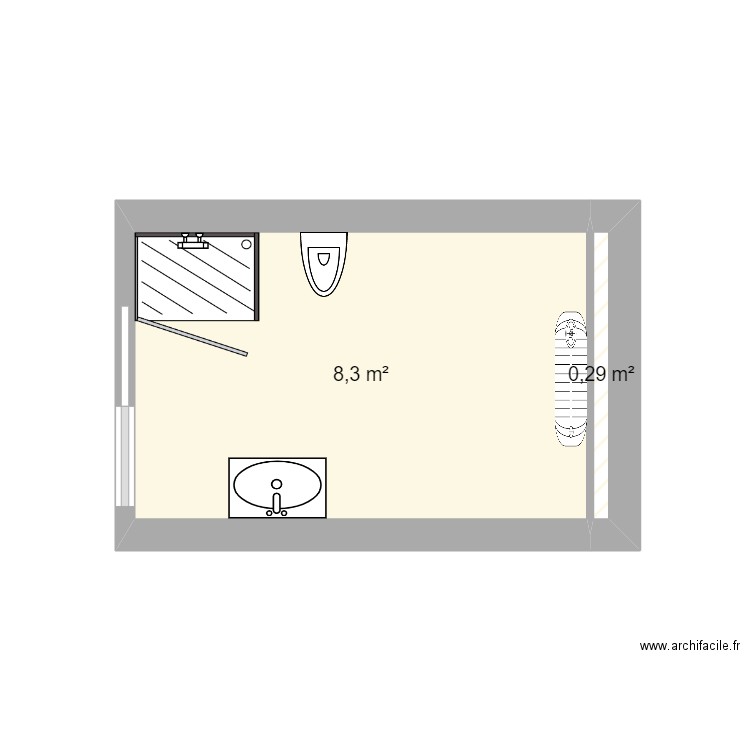 chabrol. Plan de 2 pièces et 9 m2