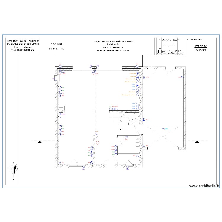 Plan prise+RJ45 RDCH. Plan de 0 pièce et 0 m2