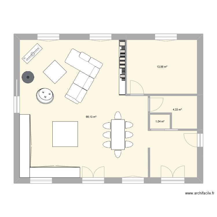 HVO. Plan de 4 pièces et 85 m2