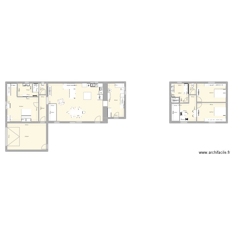 amenagement. Plan de 14 pièces et 193 m2