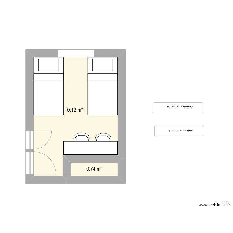 chambre filles. Plan de 2 pièces et 11 m2