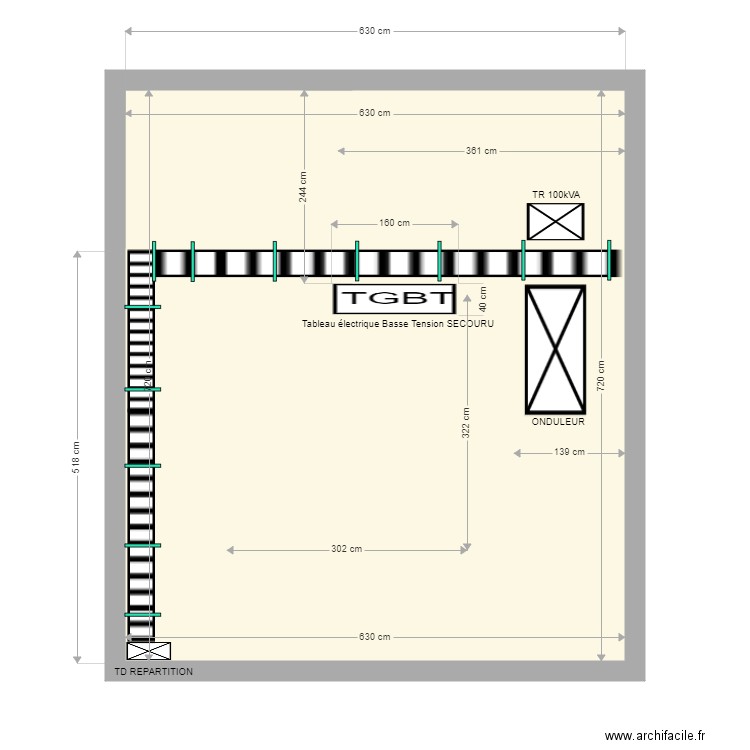 TGBT CELIO. Plan de 1 pièce et 45 m2