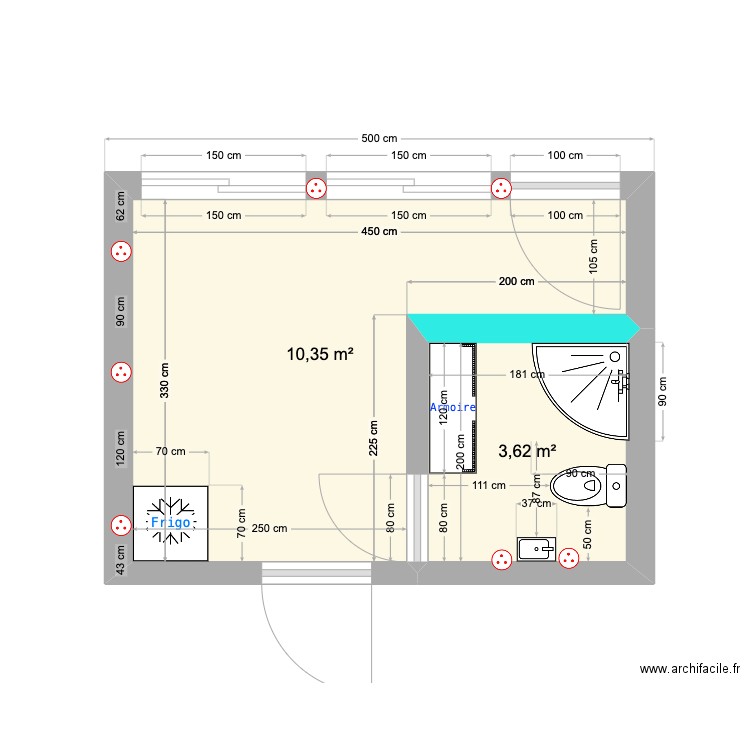 PLAN EXTENTION JOE. Plan de 2 pièces et 14 m2