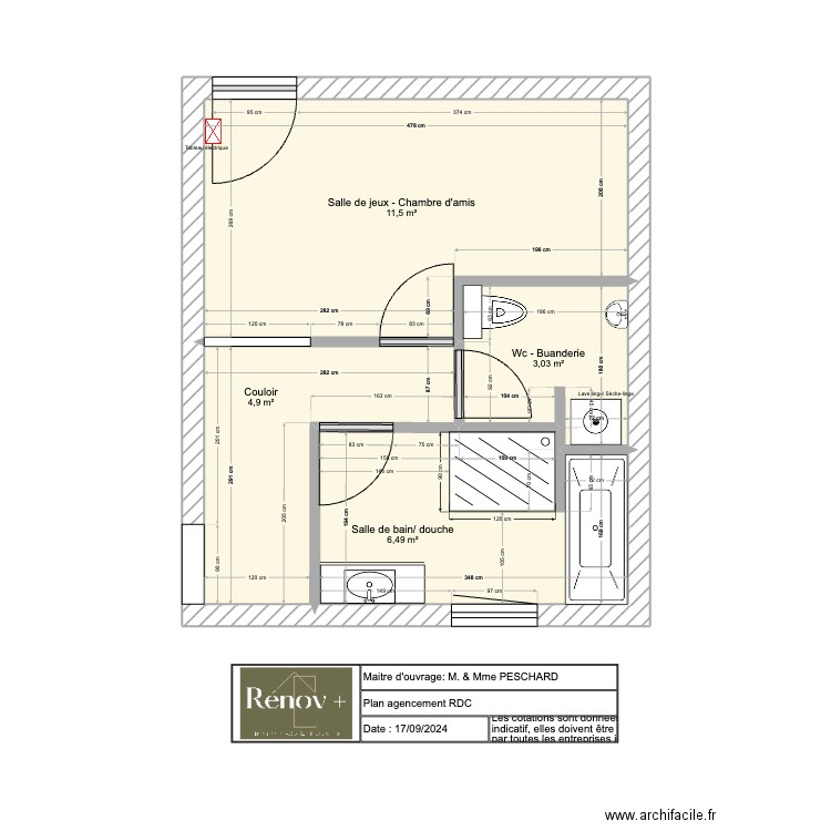 Plan agencement PESCHARD - Saint Germain d'Ectot. Plan de 4 pièces et 26 m2