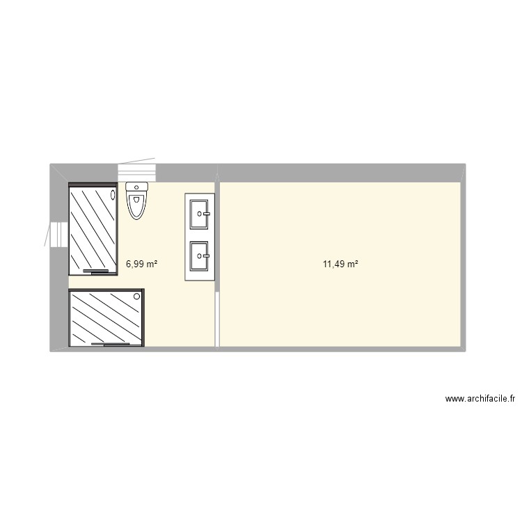 VILLA BELFRY SDB ERIC. Plan de 2 pièces et 18 m2