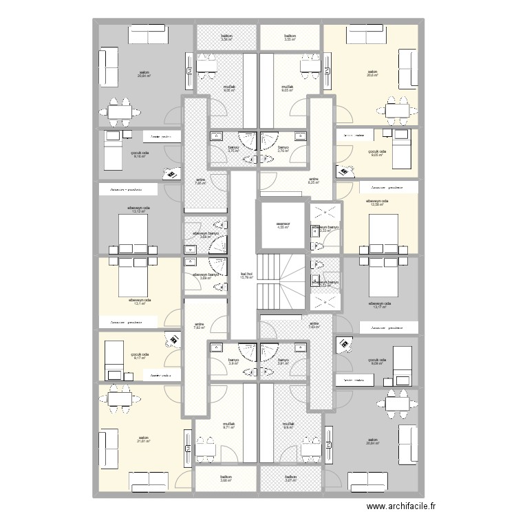 celaliye 1263/3 normal kat. Plan de 34 pièces et 306 m2