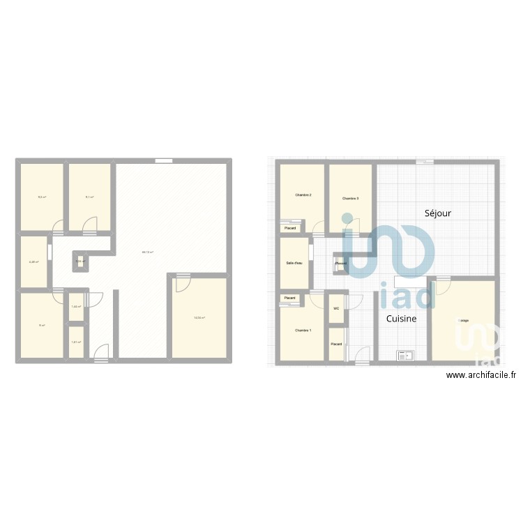 Maison2. Plan de 9 pièces et 115 m2