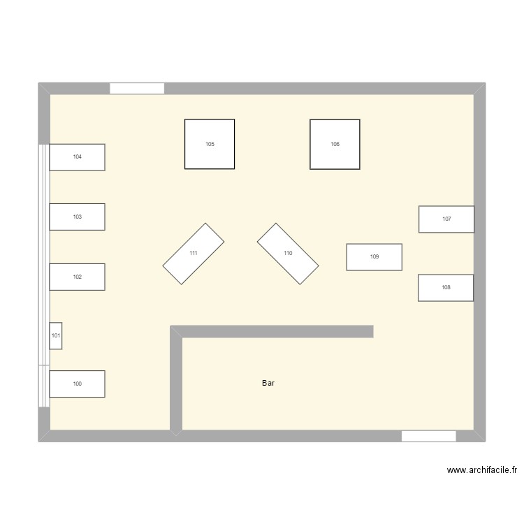 plan de salle bar. Plan de 1 pièce et 72 m2