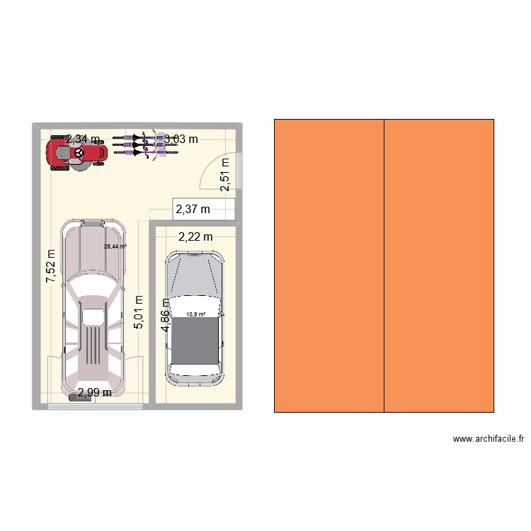 Garage. Plan de 2 pièces et 39 m2